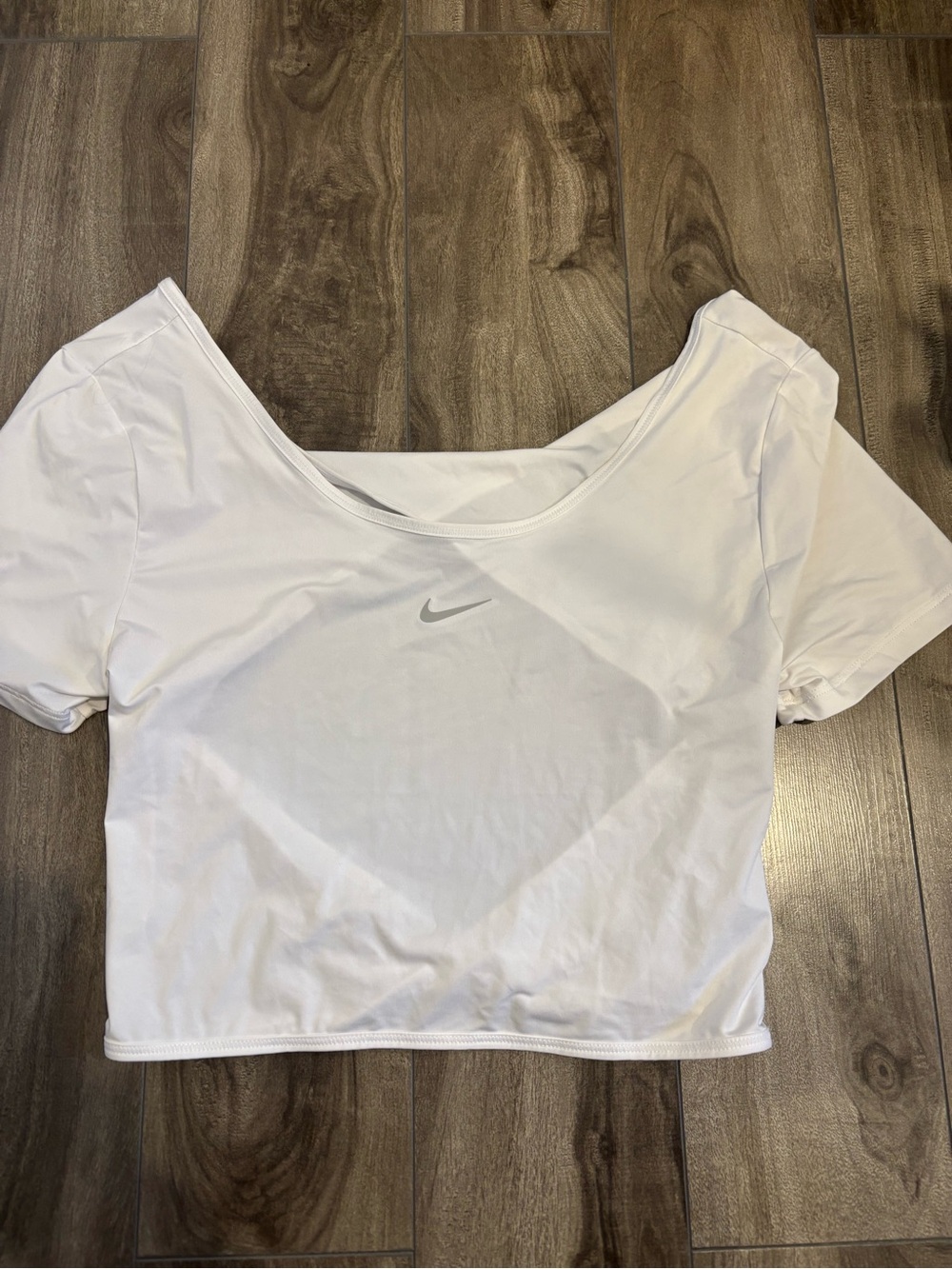 Nike White Cropped Scoop-Neck Performance Top